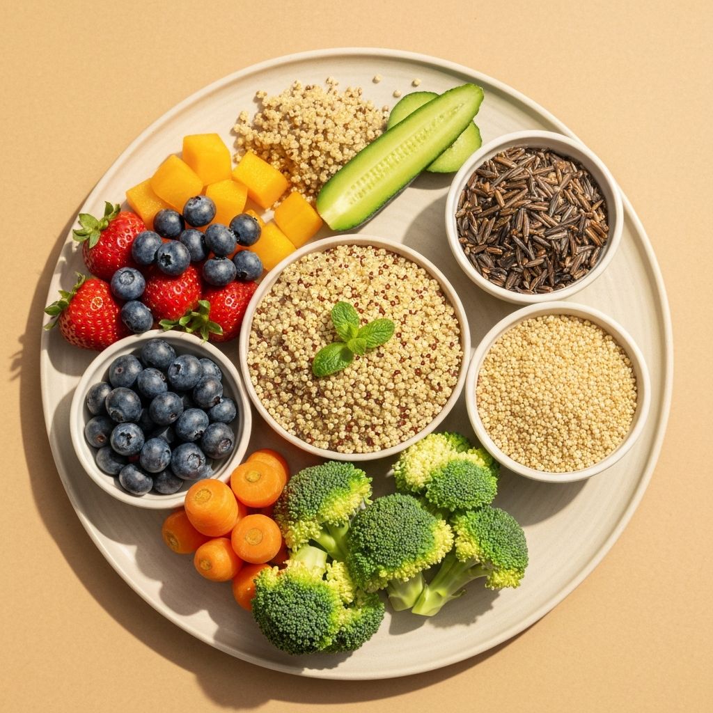 Aesthetic representation of balanced nutrition with fresh ingredients